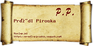 Prádl Piroska névjegykártya